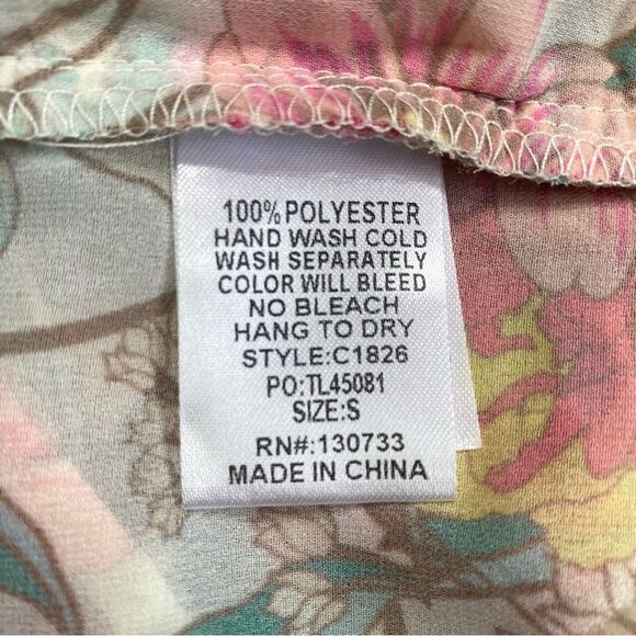 Umgee Floral Ruffle Sleeve Open Front Kimono Cardi Cover Up Top Sz S - Picture 6 of 10